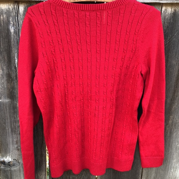 Dark red cable knit Talbots women’s medium cotton blend sweater - Picture 5 of 5
